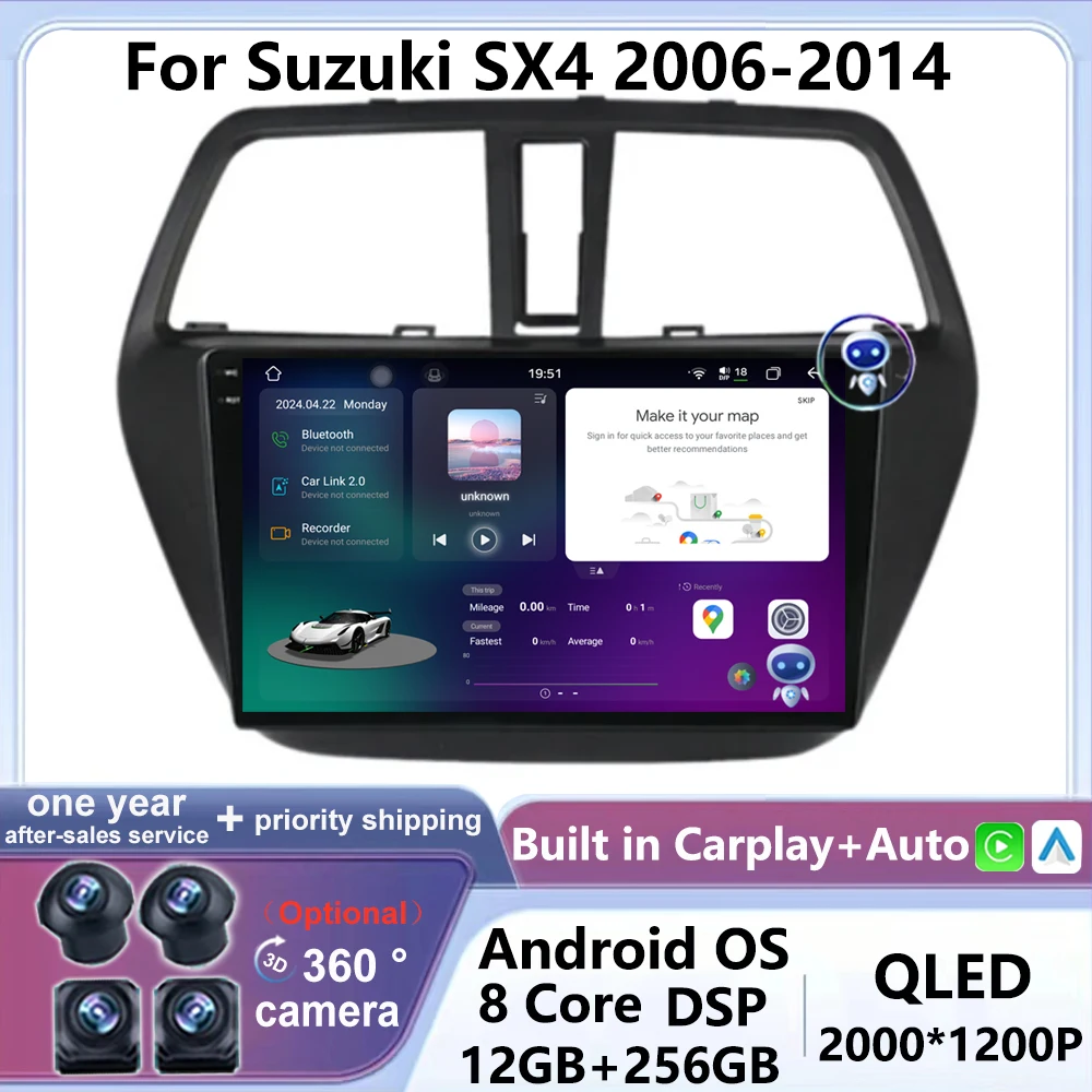 

Автомобильный радиоприемник для Suzuki SX4 2006-2014 Android 14 9 ''мультимедийный видеоплеер 4G WIFI GPS беспроводное Carplay головное устройство навигация RDS