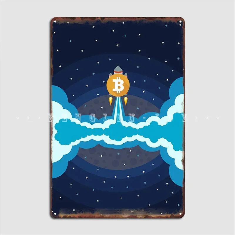 Rise Of Bitcoin Poster Metal Plaque Bar Cave Garage Decoration Wall Pub Retro Tin Sign Poster