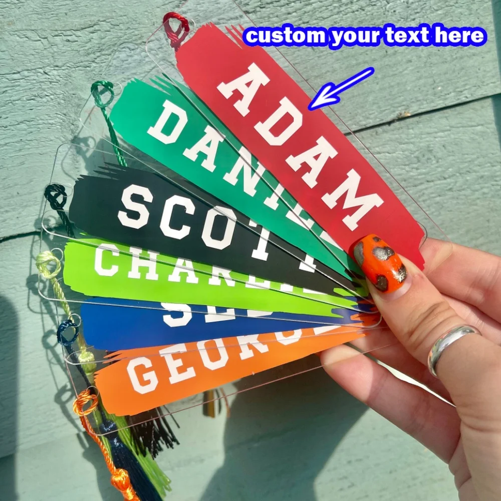 Customized football sports jersey bookmarks with cotton tassels - Customizable in bright colors - A gift for dad, son, or brothe view 2