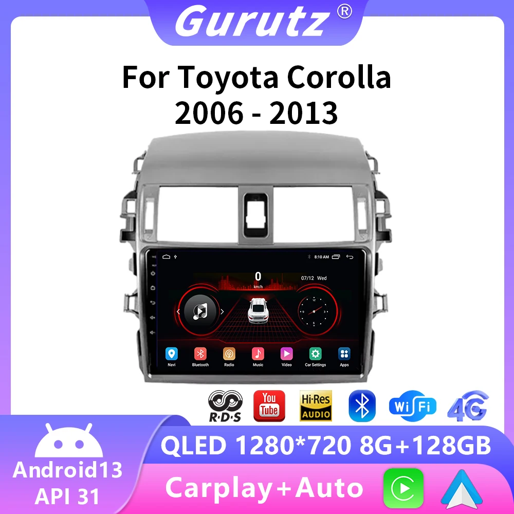 

9" Car Radio For Toyota Corolla 2006 2007 2008 2009 2010 2012 2013 Android13 Carplay Multimidia Video Player Navi Head Unit 2din