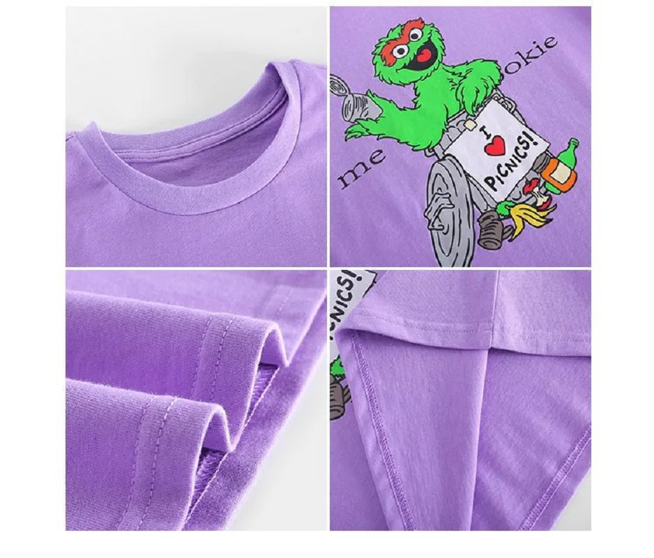 Summer School Kids Loose Cotton Cartoon Shower Tee Tops Baby and Girls Short-Sleeved Base Layer T-Shirt Child Outerwear 1-16Yrs