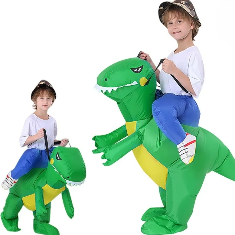 

Jurassic Dinosaurs Inflatable Suit Green Jumpsuit Animals Cosplay School Stage Performance Outfits for Adults Girls Boys