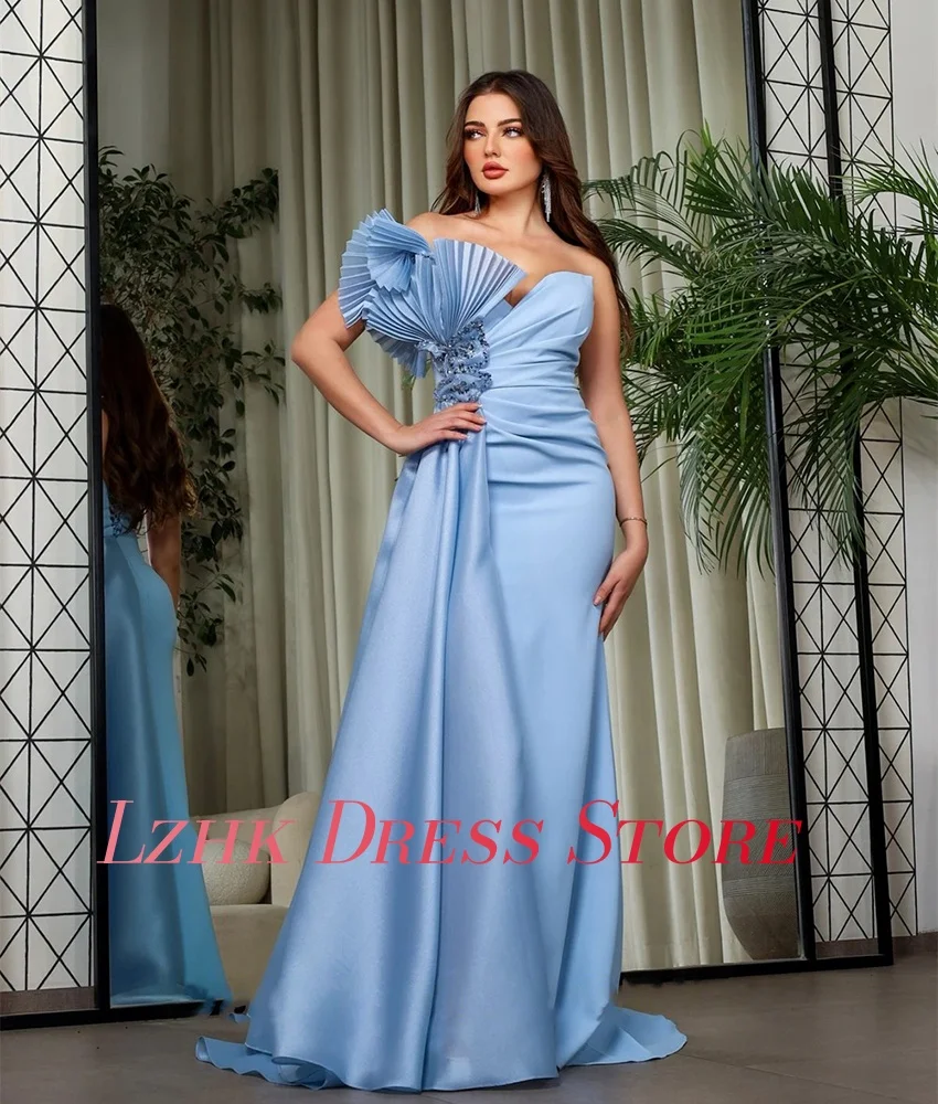 تخصيص رائعة جيرسي حورية البحر كتف واحد مطرزة الديكور كريستال مساء اللباس حساسة الطابق طول فساتين حفلة موسيقية