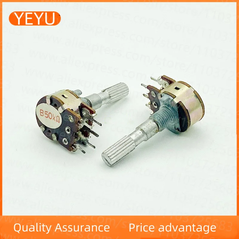 2PCS WTH148 16 Type B50K 6-pin Dual Speaker Power Amplifier Sound Volume Potentiometer 30mm Axis Length B503