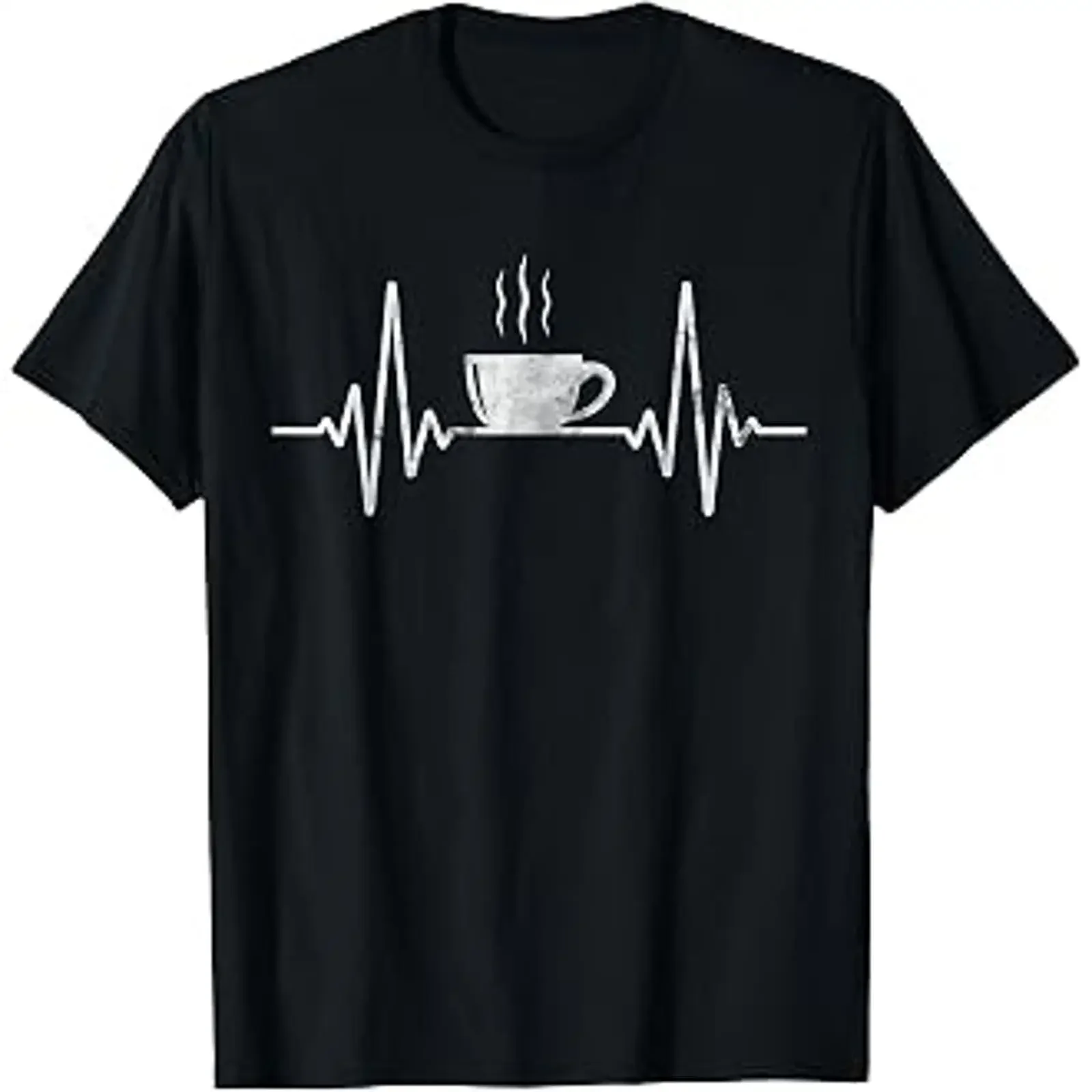 Funny Heartbeat Coffee T Shirt Cup Frequency vintage Washed Comfortable Soft Stylish Versatile fashion Breathable graphic