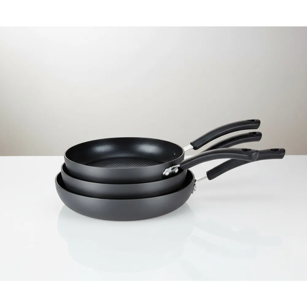 

Набор сковородок Ultimate с твердым анодированным антипригарным покрытием, 3 предмета: 8, 10,25, 12-дюймовая безопасная посуда для духовки