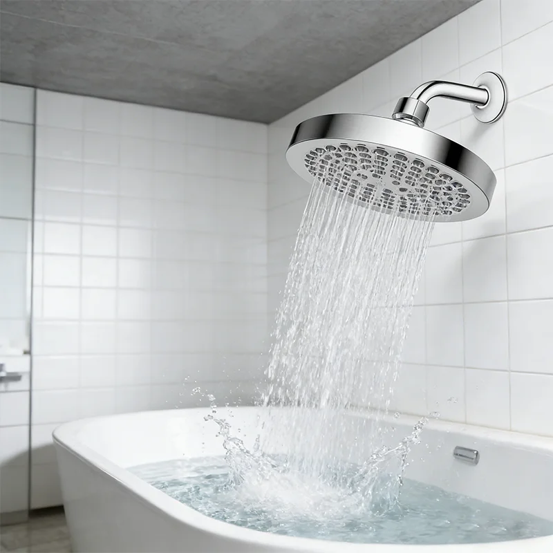 Washroom 6-inch Round Shower Booster Nozzle Electroplated Top Shower Head Extension Shower Rod Bathroom Accessories