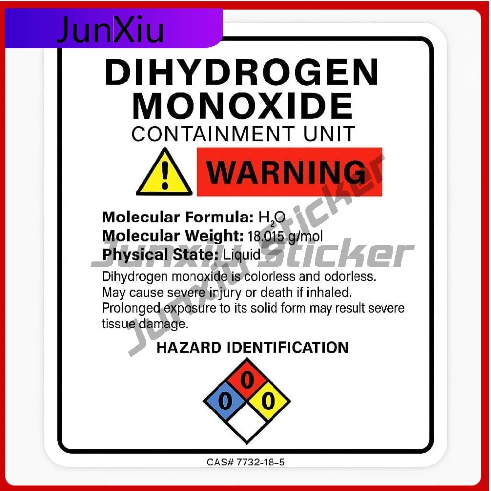 

H2o Warning Sign Vinyl Waterproof Sticker For Car Bumper Truck Cooler Box Decal Wall Scratch-proof Exterior Decal For Car Decor