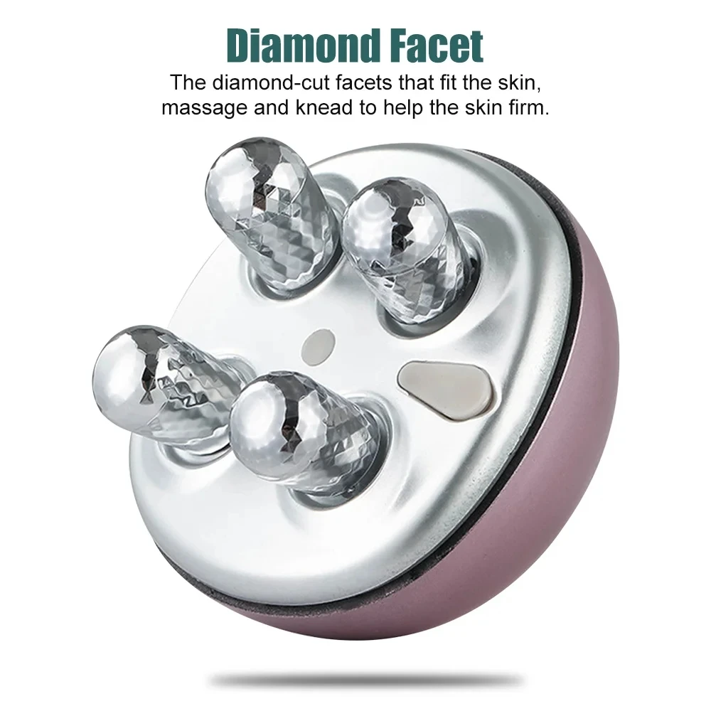 3D face roller ball charging electric massager EMS micro-current compact skin compact face lifting device