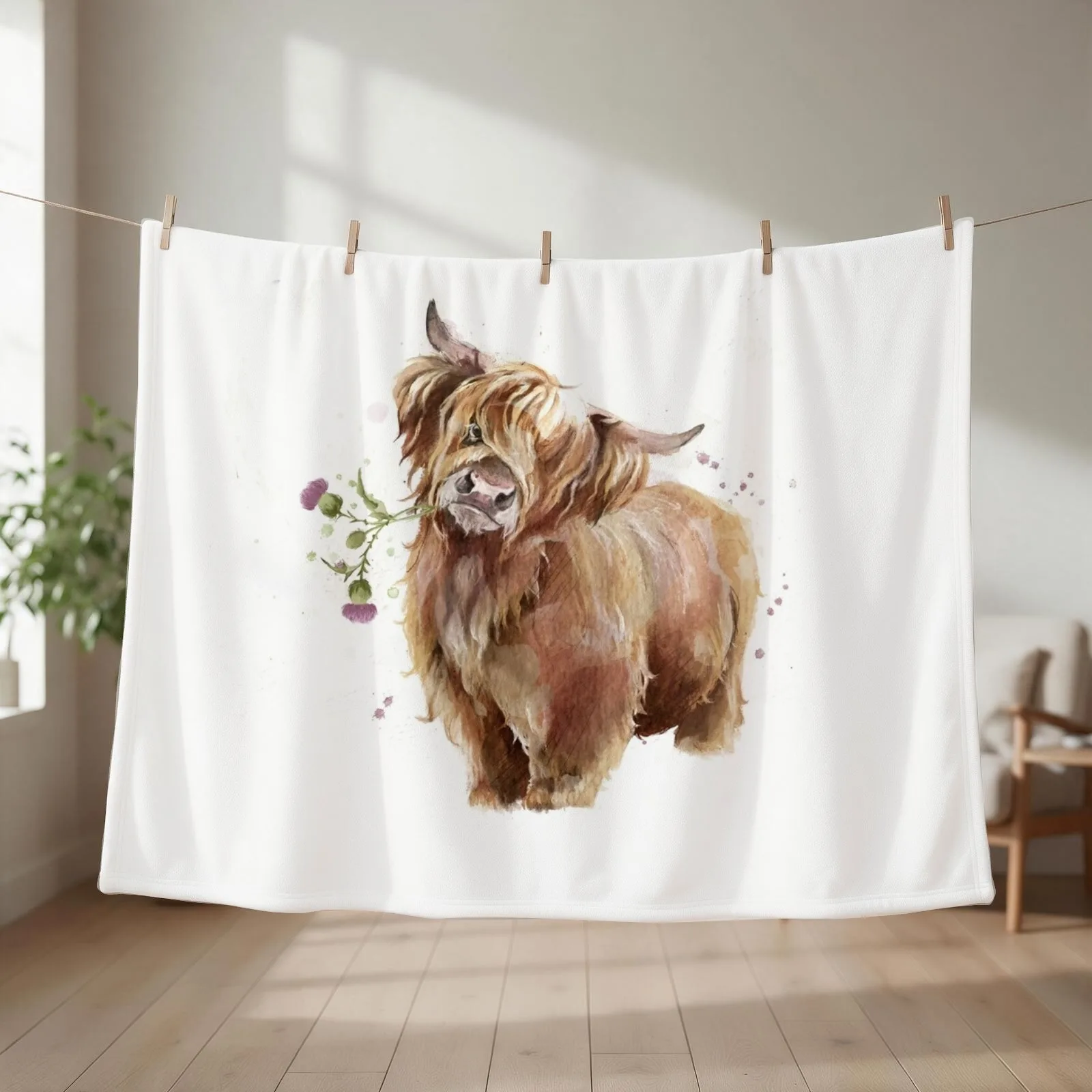 Highland Cow Throw Blanket Beach Sofas Hair halloween Blankets
