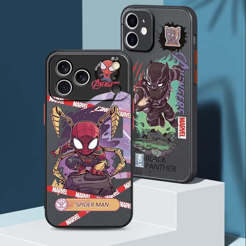 

Marvel Spiderman Avengers Cool For Apple iPhone 17 Air 16 15 14 13 12 11 XS X Pro Max Plus Frosted Translucent Phone Case