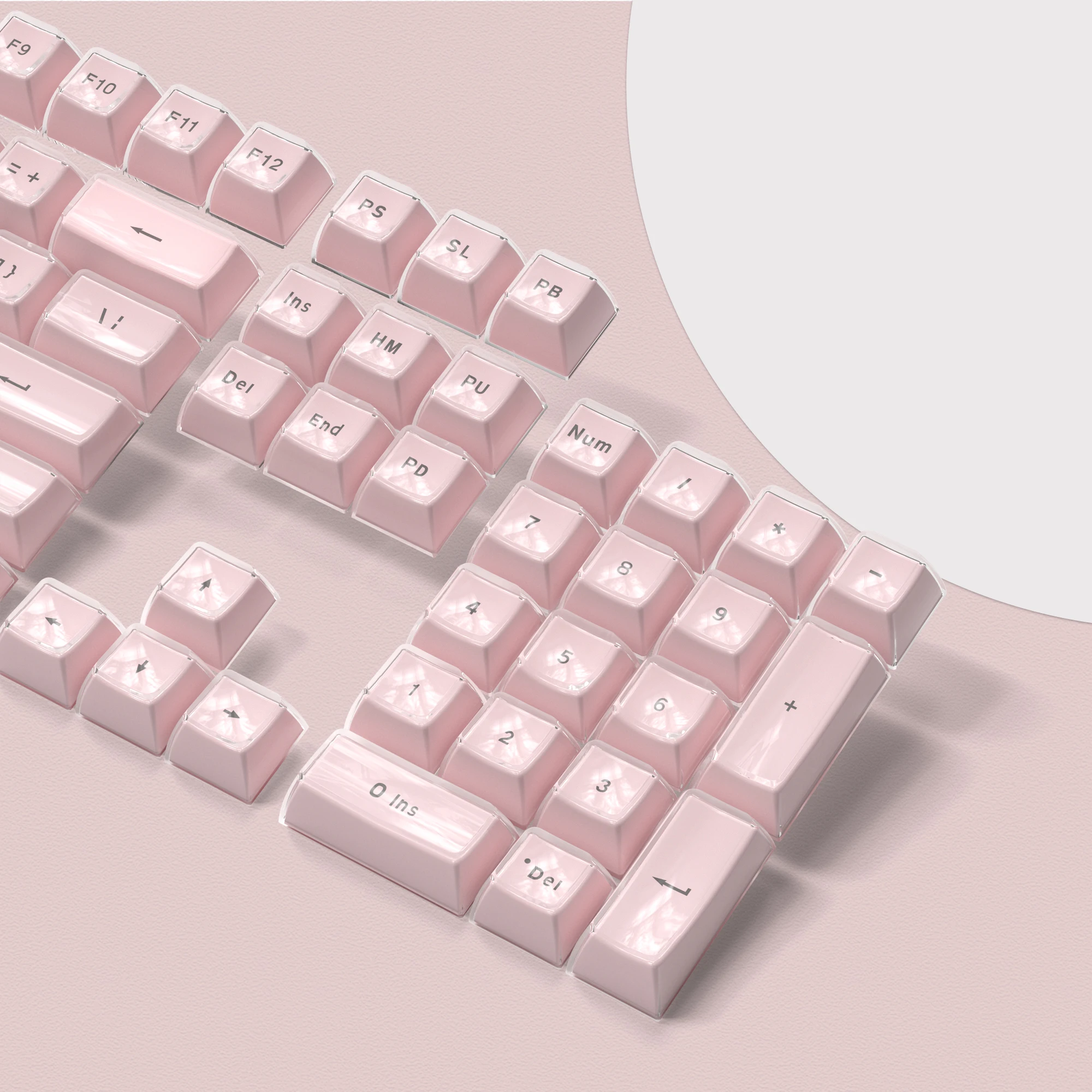 

Custom Jello Translucent Top Printed Keycaps OEM Profile Artisan Pink Crystal Clear Keycaps for MX Swiches Mechanical Keyboard