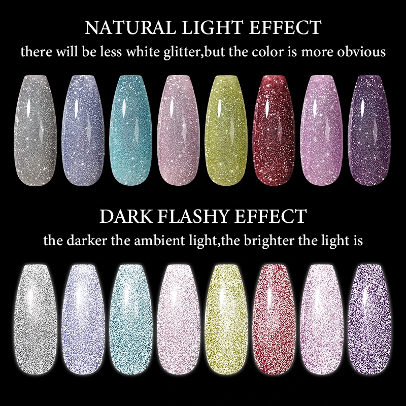 Mtssii 6ml Reflective Glitter Gel Nail Polish Winter Color Sparkling Sequins Soak Off UV LED Varnish Nail Art Decoration