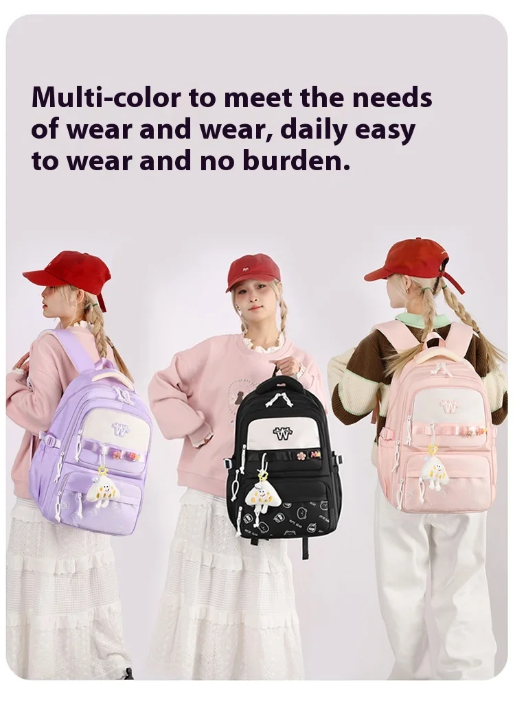 elementary school student bag accessories bookbag cute cartoon school backpack set for girl cute campus large fashion backpack