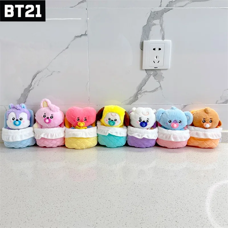 New 13Cm Bt21 Popular Anime Kawaii Cooky Chimmy Mini Plush Keychain Pendant Baby Pacifier Plush Doll Bag Pendant Ornament Gift