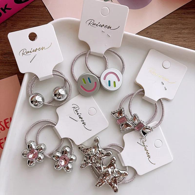 

Cute Silver Scrunchies Children Girls Gift Elastic Hair Rubber Bands Accessories Tie Hair Ring Rope Headdress Headwear Ornament