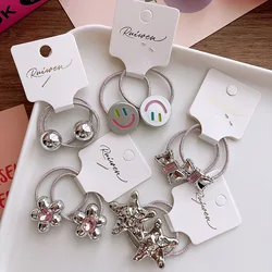 Cute Silver Scrunchies Children Girls Gift Elastic Hair Rubber Bands Accessories Tie Hair Ring Rope Headdress Headwear Ornament