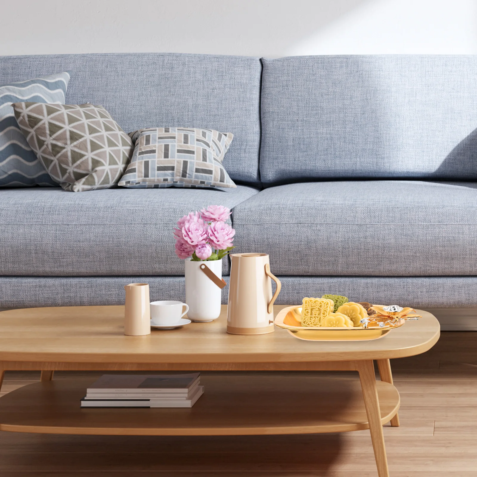 

Fruit Tray Golden Color Safe Material Sturdy Wear Resistant Easy Clean Party Coffee Table Dried Fruit Serving Dish Plates