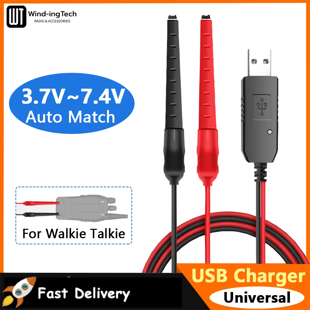 Universal Charger USB Cable For Walkie Talkie 3.7-7.4V Quansheng UV K5 K6 UV 5R Plus Baofeng UV 82 DM 1701 UV 17 Two Way Radio