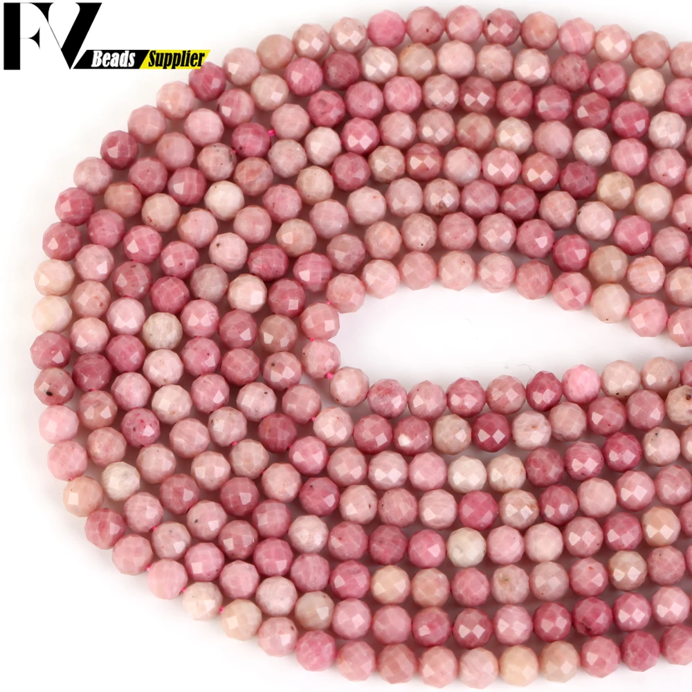 2/3/4mm Natural Stone Beads Faceted Round Rhodonite Loose Beads For Jewelry Making Findings Fit DIY Bracelets Crafts Accessories