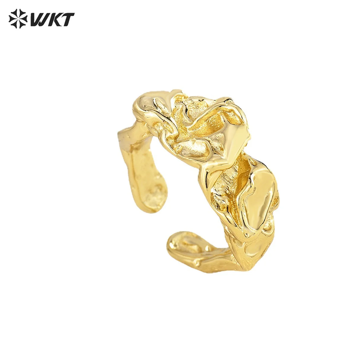 WT-R493 French Light Luxury Retro Pattern 18k Gold Plated Opening Design Adjustable Rings Simple All-atch