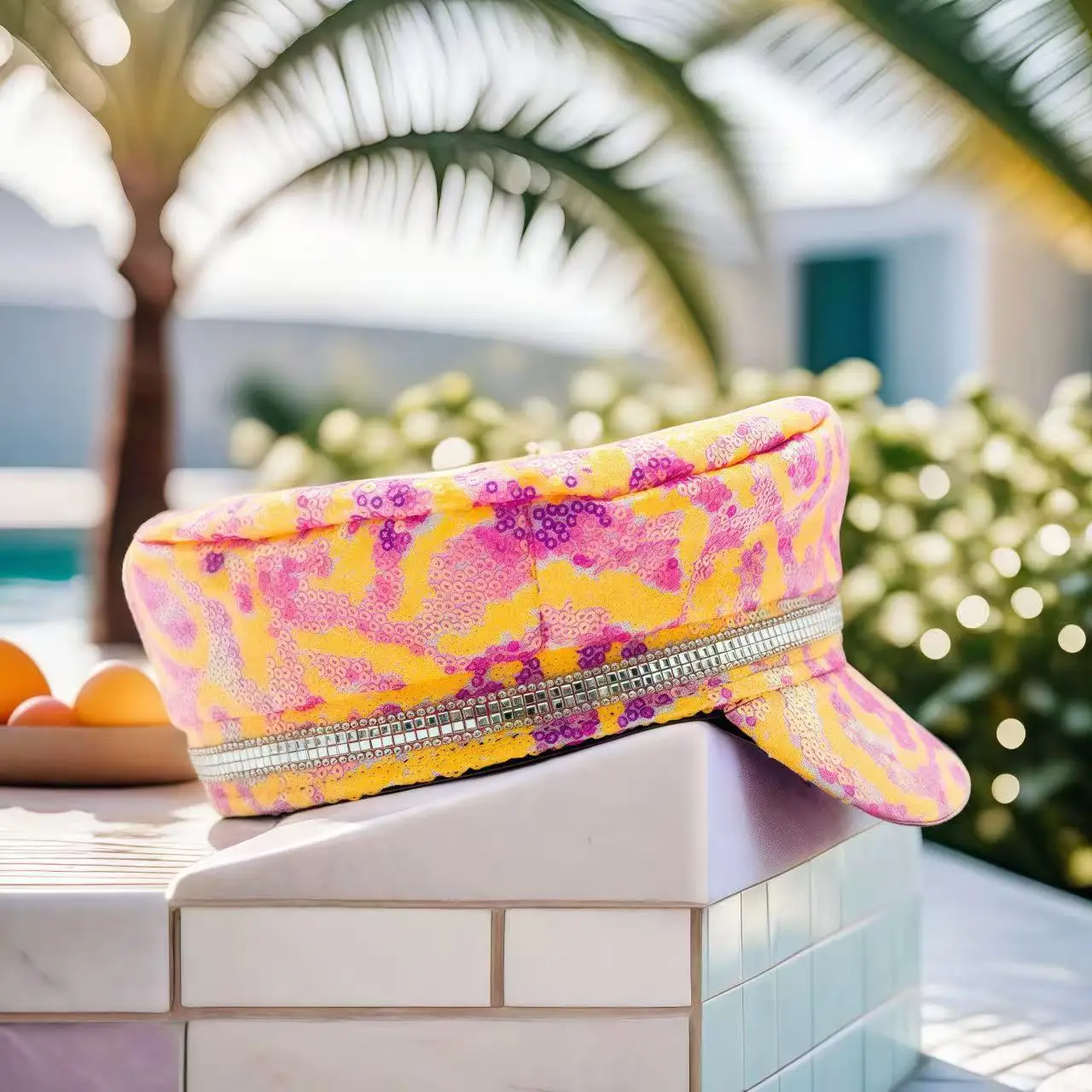 HongLuan الوردي ديسكو ستار Steampunk الكابتن قبعة حجر الراين لحرق رجل مهرجان امرأة، الملحقات العسكرية وقبعة عسكرية #4