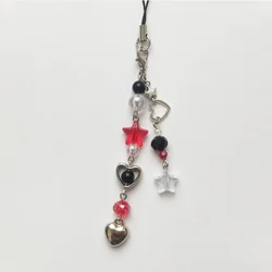Red and black phone charm/grunge/rock/vampire/star/bag keychain