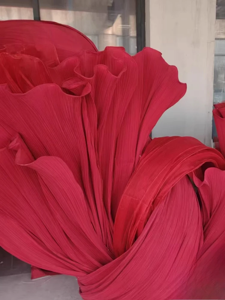 Solid Color Glossy Pleated Fabric Finished Product for Wedding Decoration Background Design Fabrics Diy Sewing Cloth Per Meter view 2