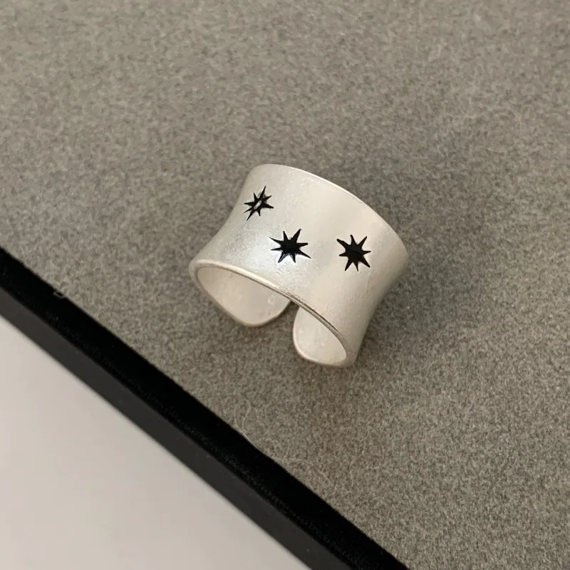 

New Hot Selling 925 Sterling Silver Simple Retro Wide Face Ring, Suitable For Girls' Parties, Weddings, Punk Jewelry Gifts