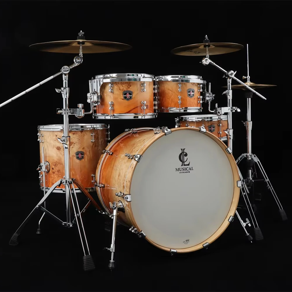 

bulk Multi-function Orange wood jazz drum set toys 7 drum set