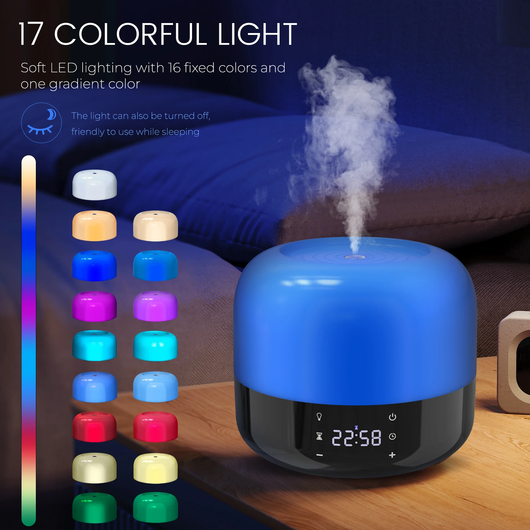 Humidificateur d'air portable 17 Turnfull LED Light, vaporisateur de brume, diffuseur d'huiles essentielles d'arôme aquarelle pour voiture, chambre à coucher, 400ml