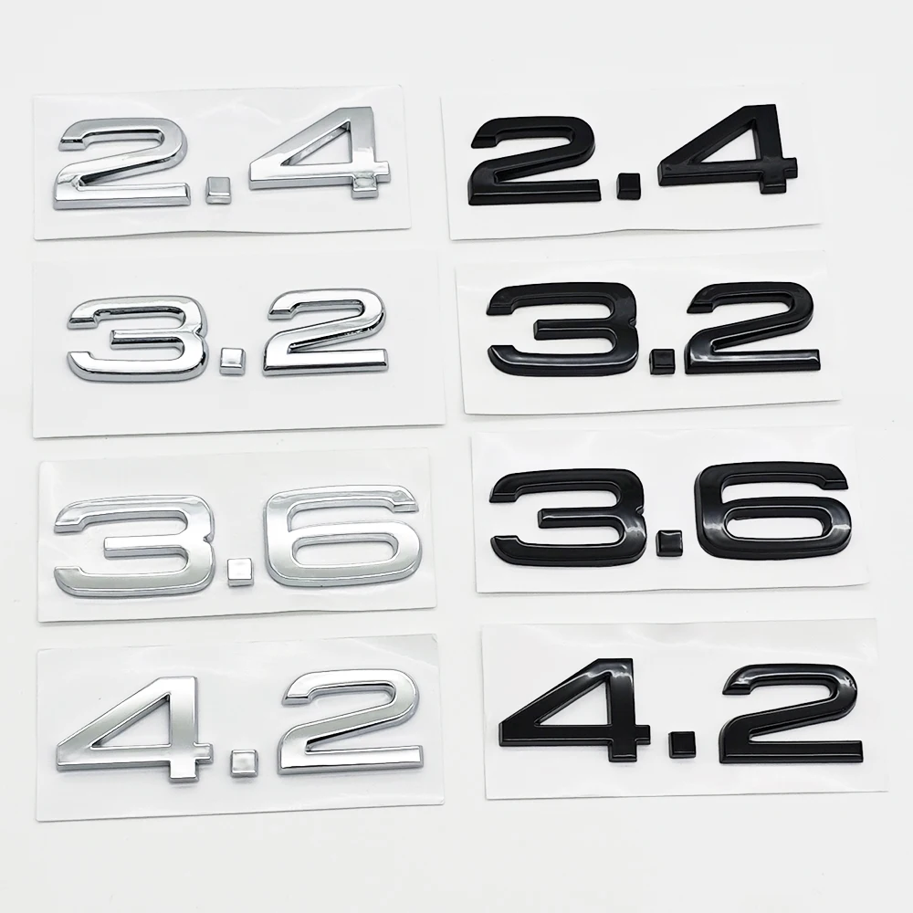 3D ABS Car Sticker Chrome Black Letters 2.4 3.2 3.6 4.2 Logo Emblem Trunk Badge for Audi A3 A4 A5 A6 A7 A8 Q3 Q5 Q7 Accessories