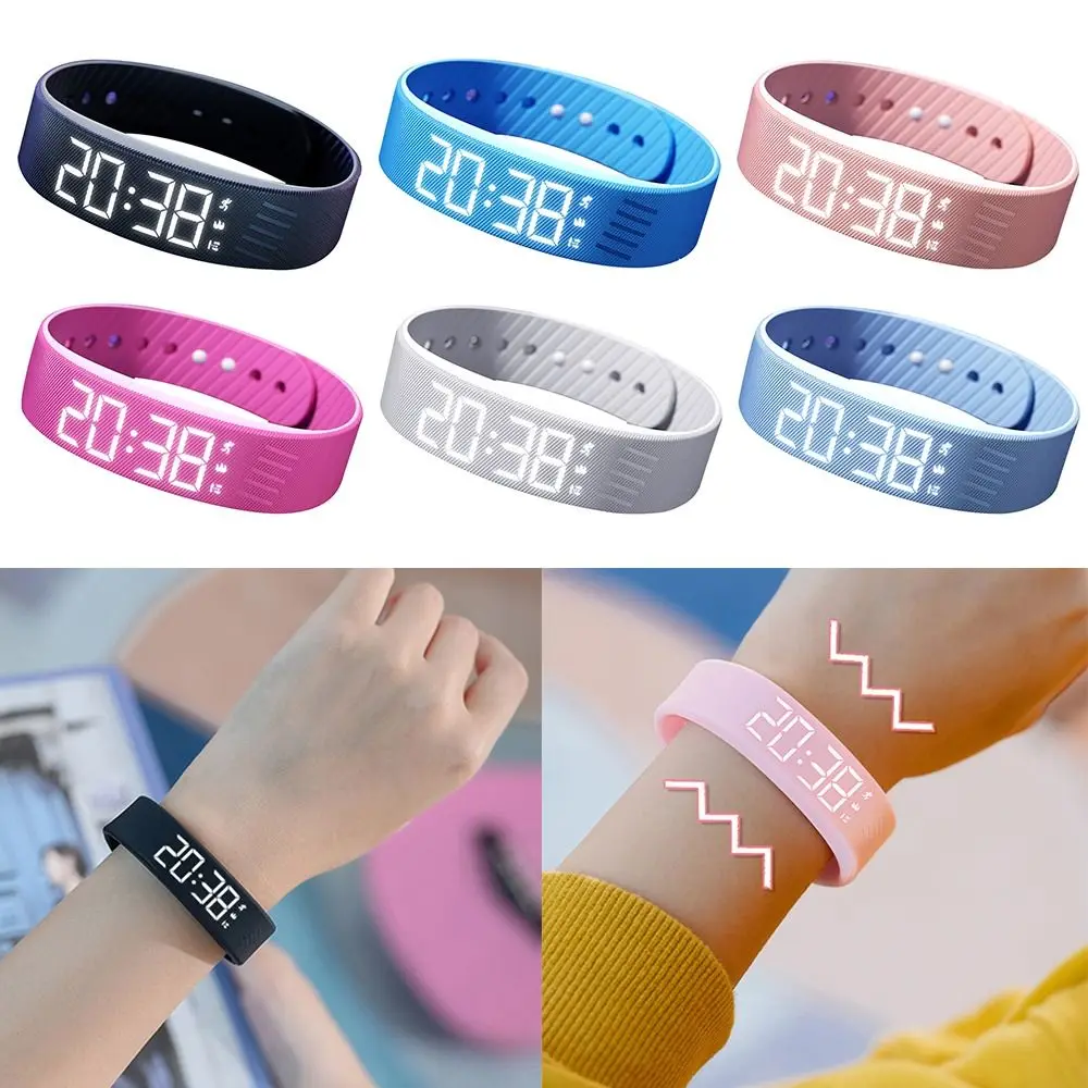 LED Digital Alarm Clock Watch Waterproof Adjustable Fitness Wristbands with Running Pedometer Snooze-proof Vibrating Alarm