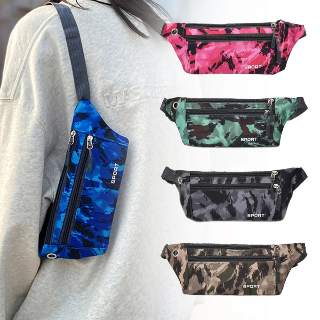 Camouflage Lightweight Sports Fanny Pack Ideal for Outdoor Running Hiking Cycling Daily Shopping Short Trips Mobile Keys Storage