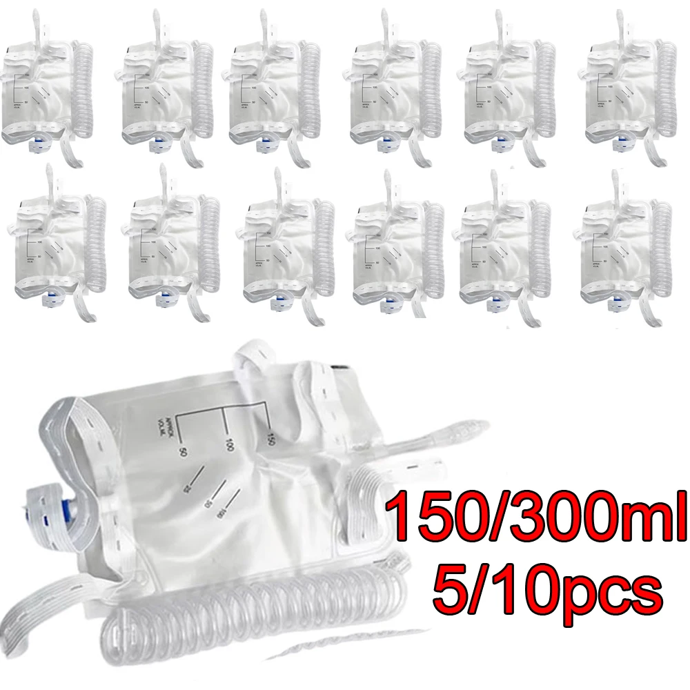 5/10PCS Pet Cat Dog Animals Urine Collection Drainage Bag 150ml 300ml Luer Lock With Extension Tube And Hanging Straps Tools