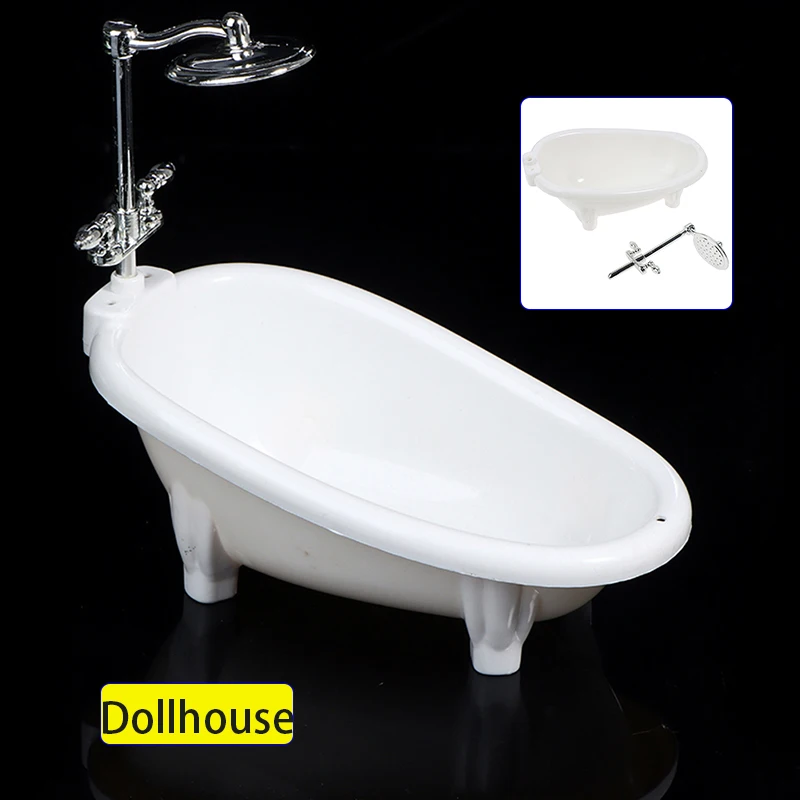 Dollhouse Miniature Furniture Mini Bathtub Tub Model Toy Simulation Bathroom Accessories Kids Pretend Doll House Decor Toy