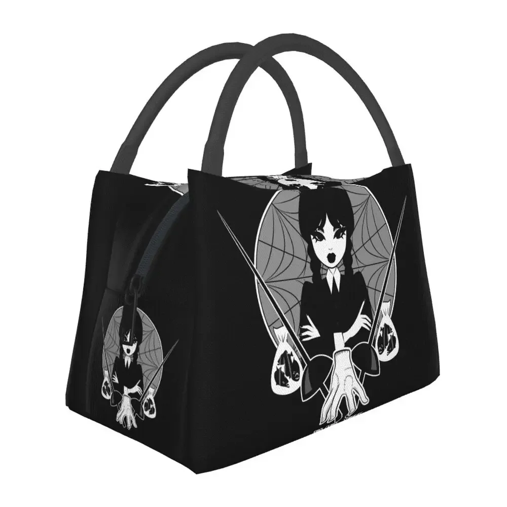 Custom Goth Funny Halloween Wednesday Addams Lunch Bag Men Women Thermal Cooler Insulated Lunch Boxes Picnic Camping Work Travel