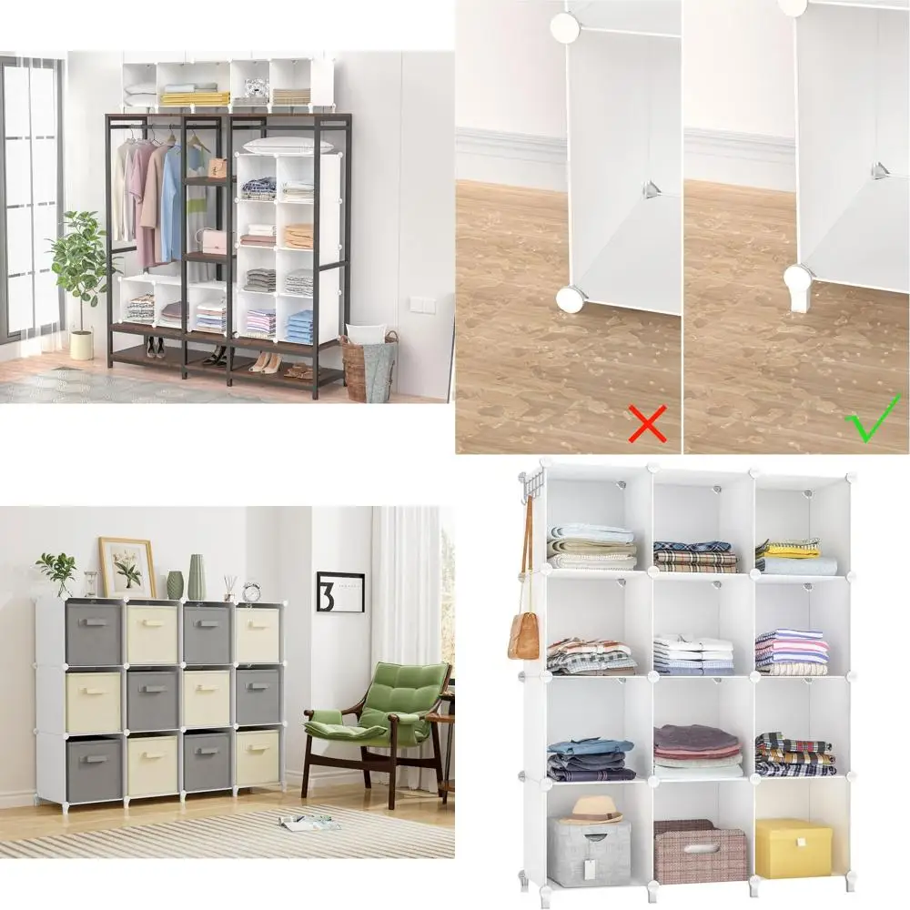 

Портативный белый органайзер для одежды на 12 ячеек с полками для хранения