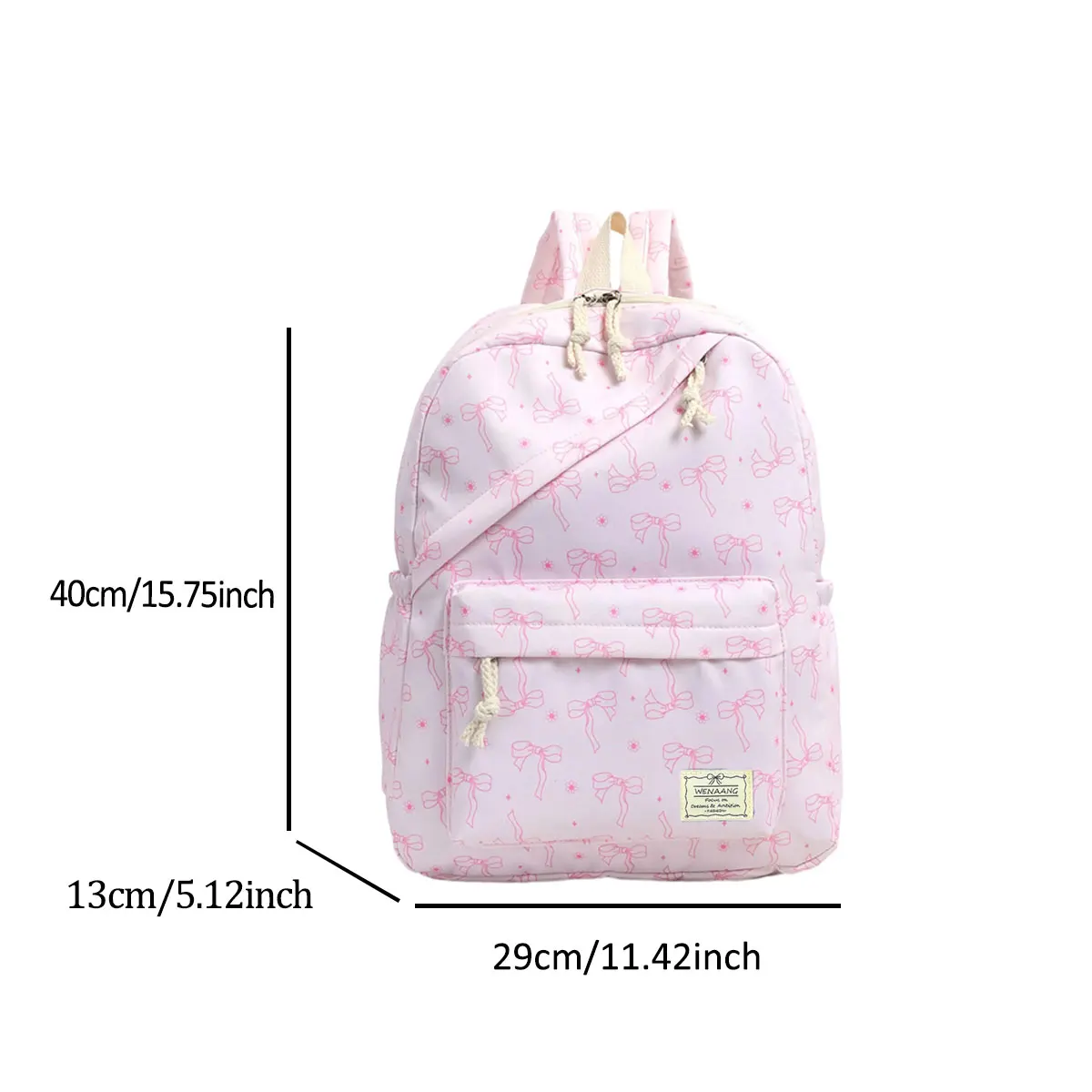Sweet Macaron Color Butterfly Bow Polka Dot Printed Backpack Nylon Lightweight Large Capacity Backpack Campus Student Backpack