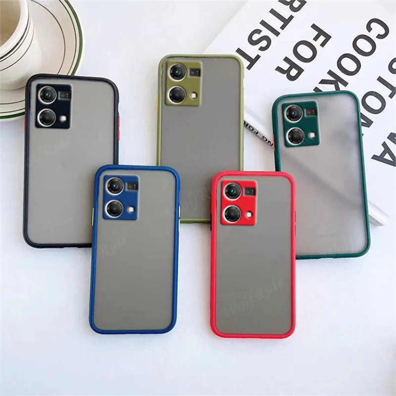 For Cover OPPO Reno 7 Case For OPPO Reno 7 Capas Shockproof Bumper New Colour Translucent Matte Cover For Reno7 Reno 7 4G Fundas