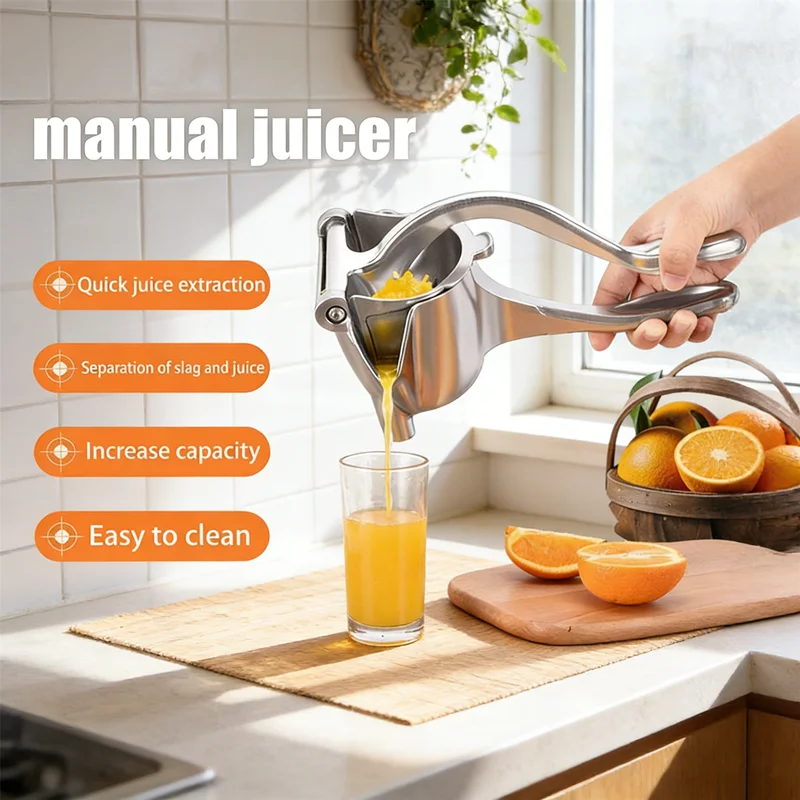 

Ручная соковыжималка для цитрусовых, металлический пресс для лимонов, апельсинов и лаймов, безопасный и простой в использовании кухонный гаджет для свежего сока