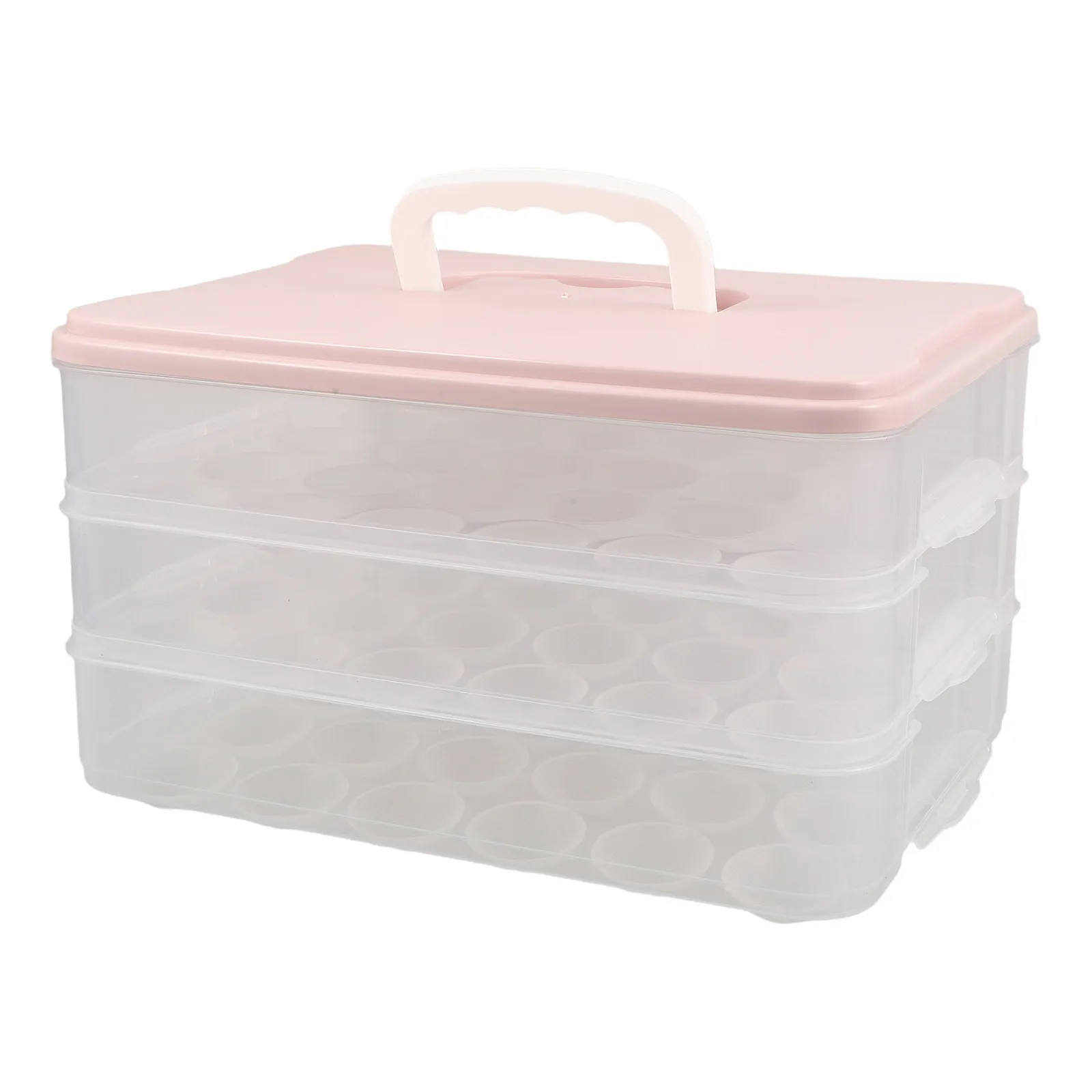 Deviled Egg Containers Lid Handle Stackable Refrigerator 72-Hole 3-Layer Plastic Egg Organizer Portable Travel Picnic