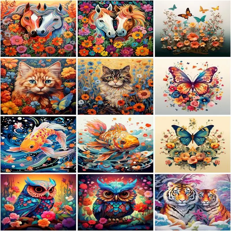 

GATYZTORY Picture To Paint By Number Animal And Flower Paintings On Canvas For Living Room Diy Gift Ideas Paint For Painting