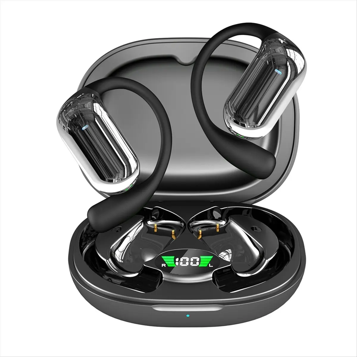 A14M AI Translation Earbuds BT 5.3 with Ear Hook Translator Headphones Open Ear Headphones for Running Fitness Learning B