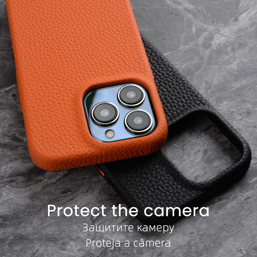 YMW Magnetic Premium Genuine Leather Case for iPhone 13 Pro Max mini Luxury Business High-end Cowhide Phone Cases Back Cover