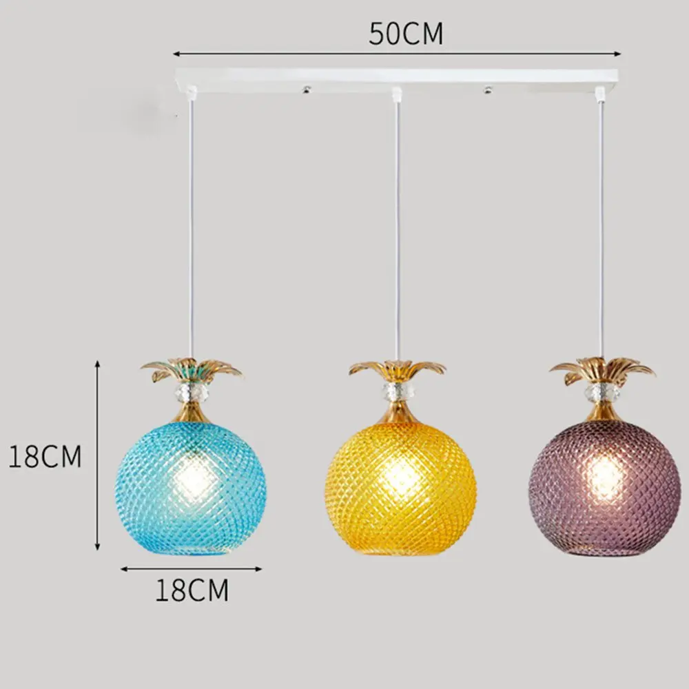 Modern Dining Room Pendant Lights Glass Round Pineapple Restaurant Hanging Lighting Fixtures Bar Counter Hanging Lamps