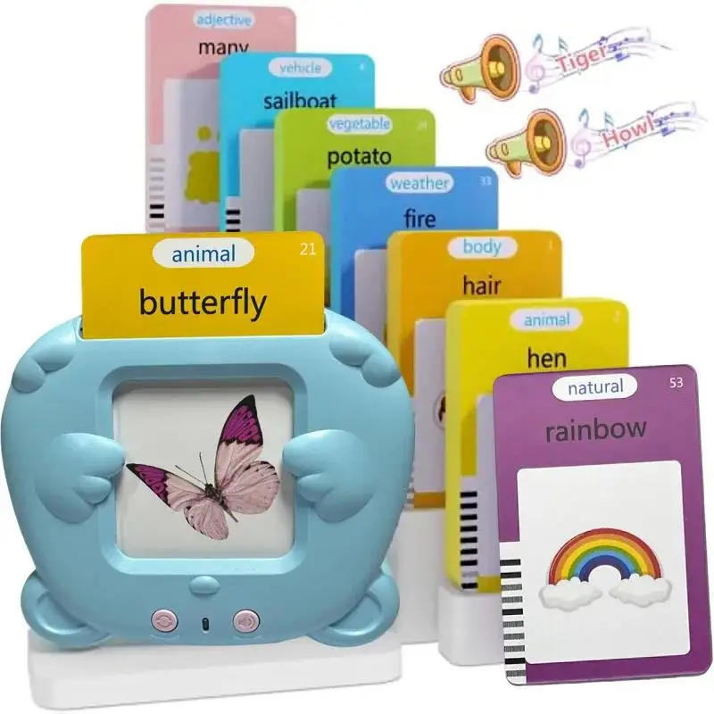 Macchina per l'apprendimento delle carte Flash parlanti per bambini Libro audio elettronico linguistico educativo precoce Impara le parole inglesi Giocattoli Regalo per bambini