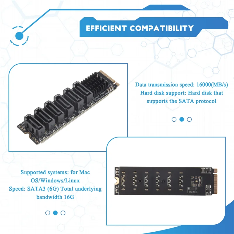 A23F-M.2 NVME PCI-E PCIE X4 X8 X16 To 6 Port 3.0 SATA Adapter Card Riser ASM1166 Chassis Server PC Computer Expansion Card