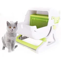 Cat Litter Box Sandbox Tray Filler For Cats Toilet Self-Cleaning Dustbin With Absorbent Crystal Garbage Sanitation