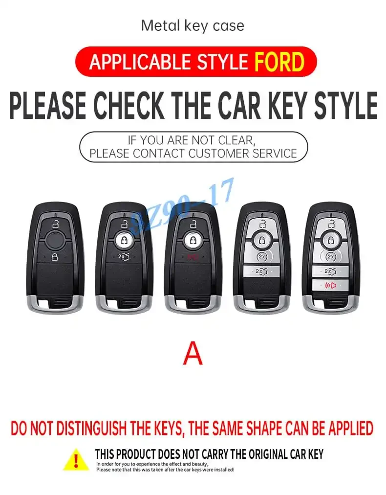 Metal Carbon Fiber Car Key Fob Case Cover Keychain For Bag Ford Escape F150 Explorer Kuga Edge Bronco Sport Ecosport Mustang
